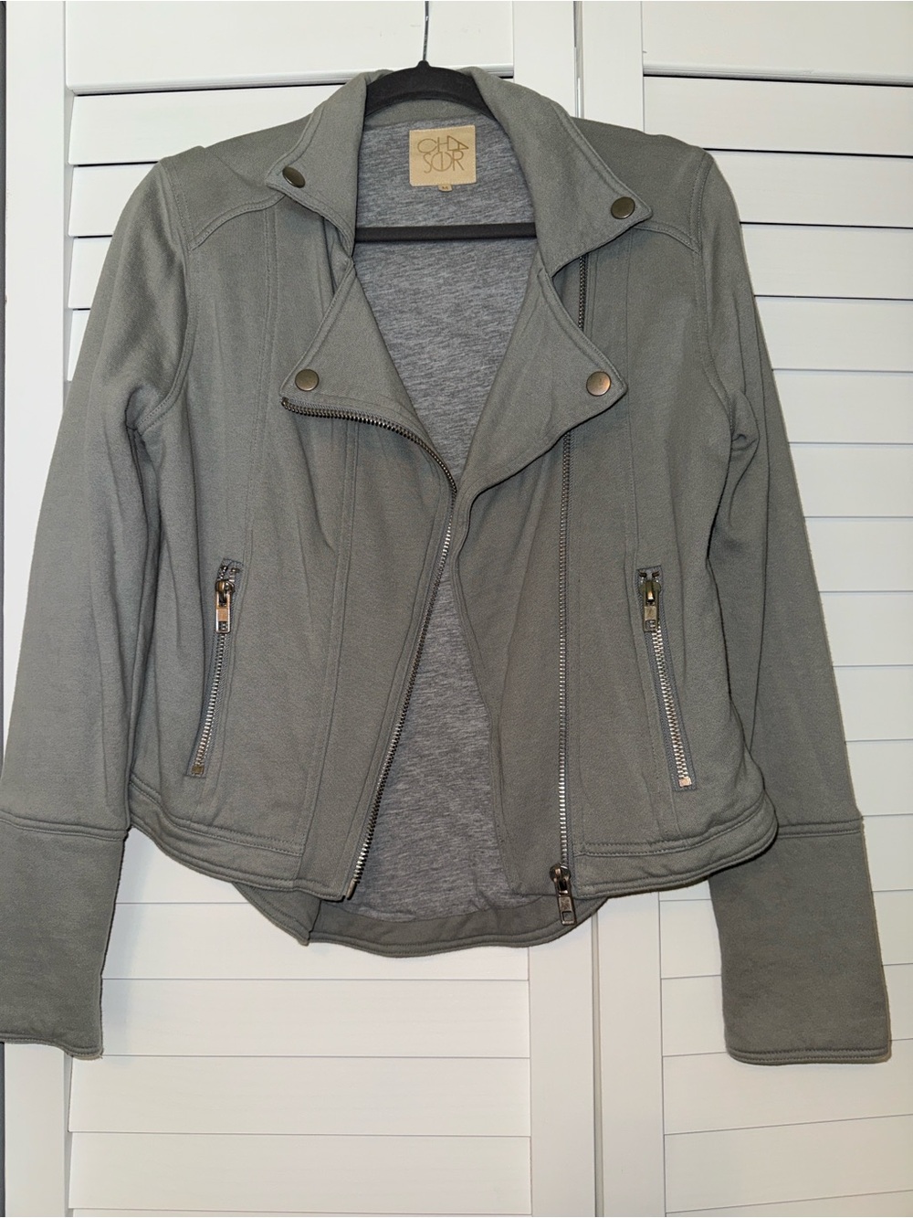 Chaser Knit Moto Sage Green Jacket